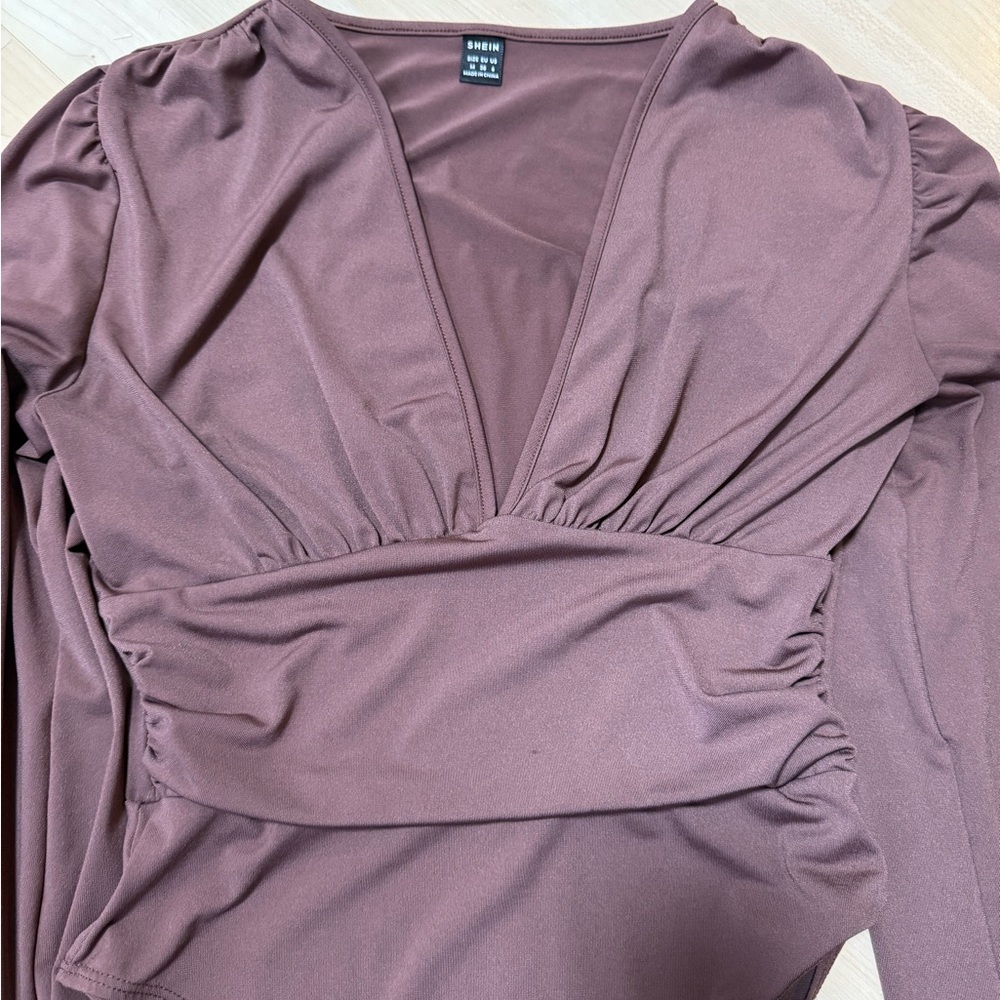 SHEIN Brown Long Sleeve Bodysuit - Picture 4 of 5